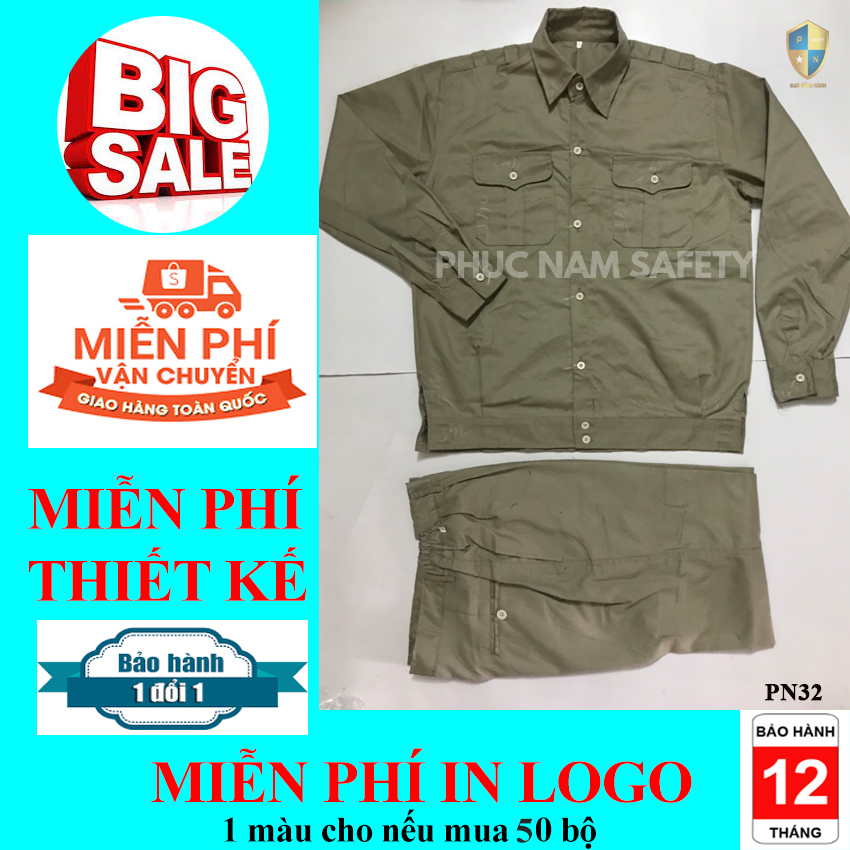 Bộ quần áo bảo hộ lao động màu ghi đậm – PN32, quần áo bảo hộ chất lượng, quần áo bảo hộ lao giá rẻ, đồng phục công ty, đồng phục kỹ sư, đồng phục lao động, bảo hộ lao động Phúc Nam