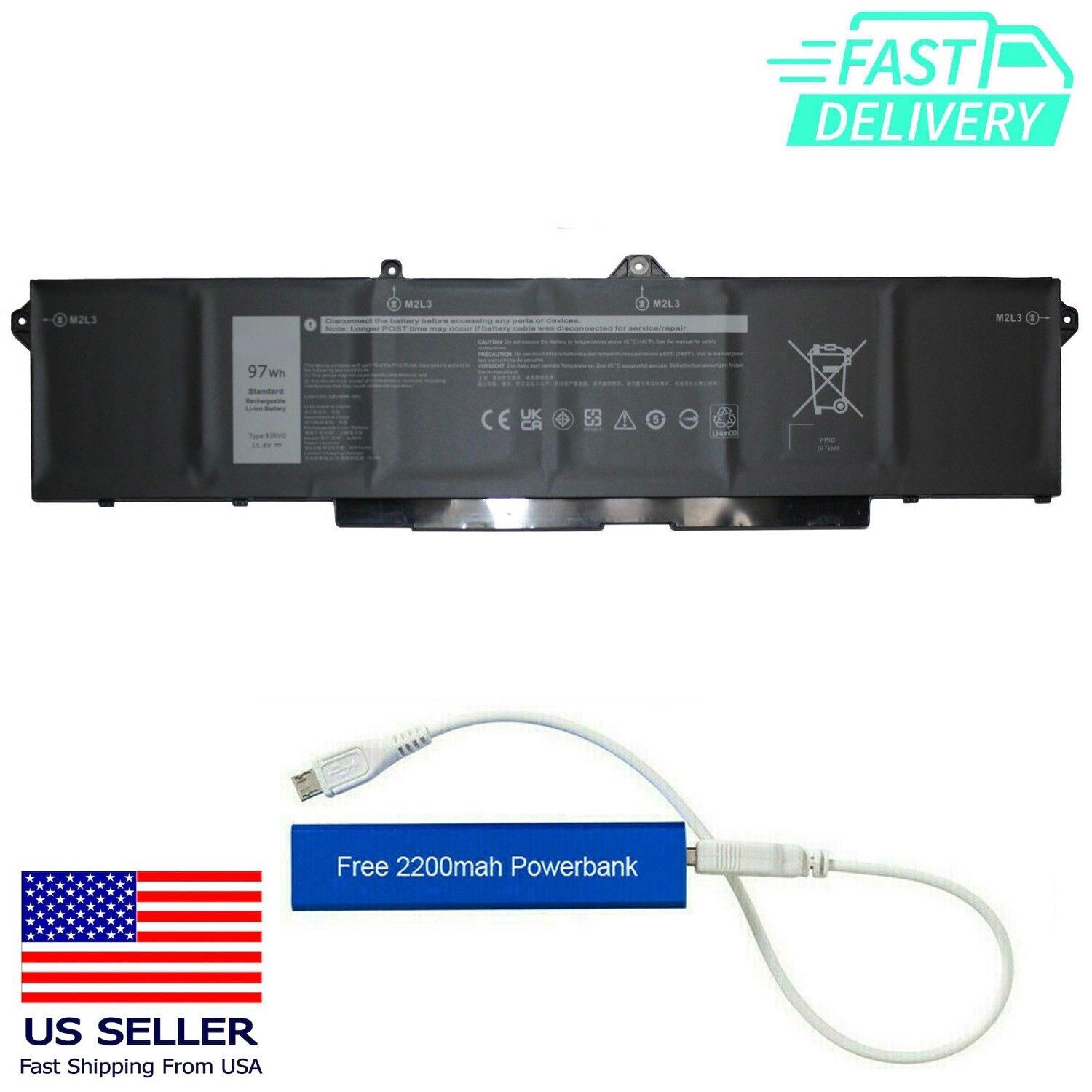 Pin laptop Dell Latitude 15 5521 Precision 3561 Alienware m17 R5 Battery 9JRV0