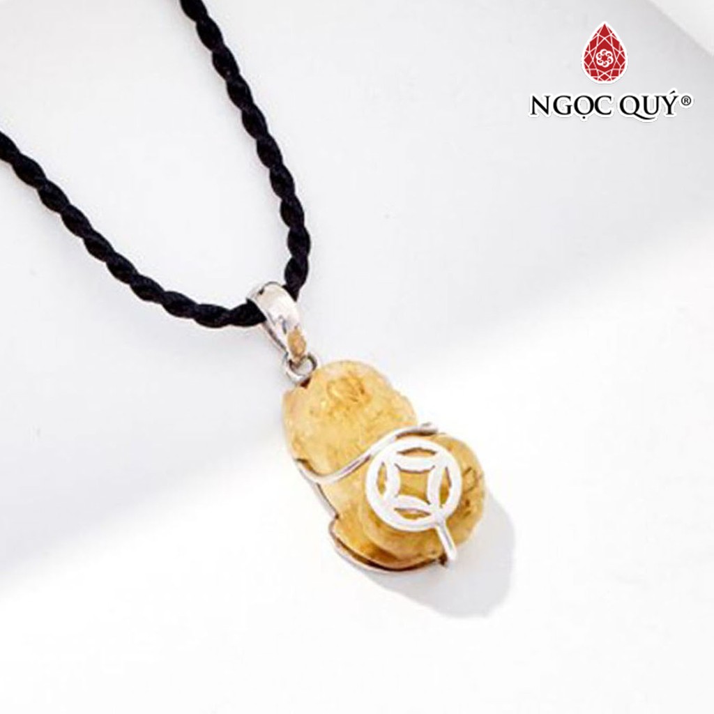 Mặt dây chuyền tỳ hưu thạch anh tóc vàng bọc bạc - ngọc quý