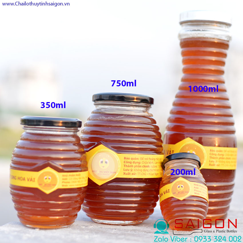 [HCM]Hũ Thủy Tinh hình Ong 1000ml | 750ml | 350ml  Đựng Thực Phẩm