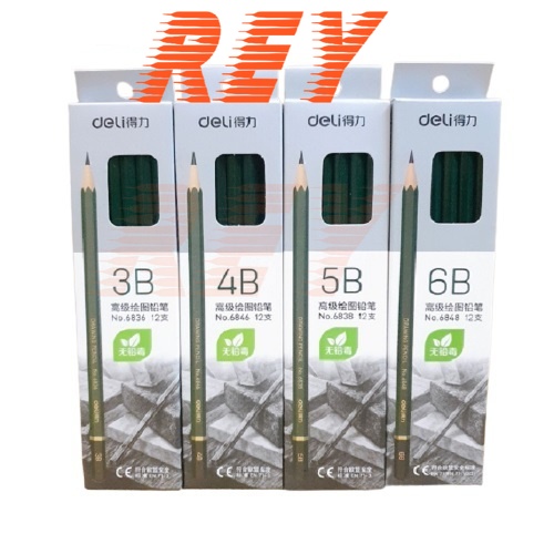 Combo 6 bút chì gỗ nhiều b 3b 4b 5b 6b deli 6848 - 6838 - 6846 - 6836