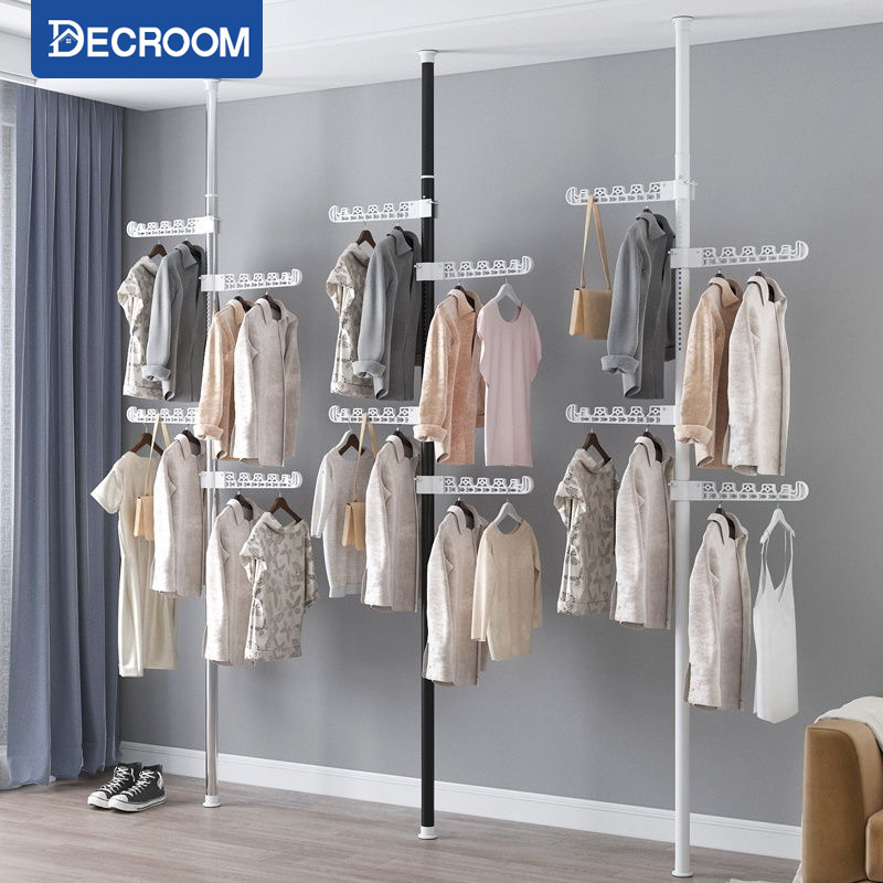 DECROOM sào treo quần áo có thể điều chỉnh có thể mở rộng 1.1-3.1m kệ phơi quần áo Chiếm diện tích 1CM kệ treo quần áo không cần đục lỗ phơi đồ trong nhà giá treo quần áo tùy chỉnh theo độ cao trần nhà clothes rack