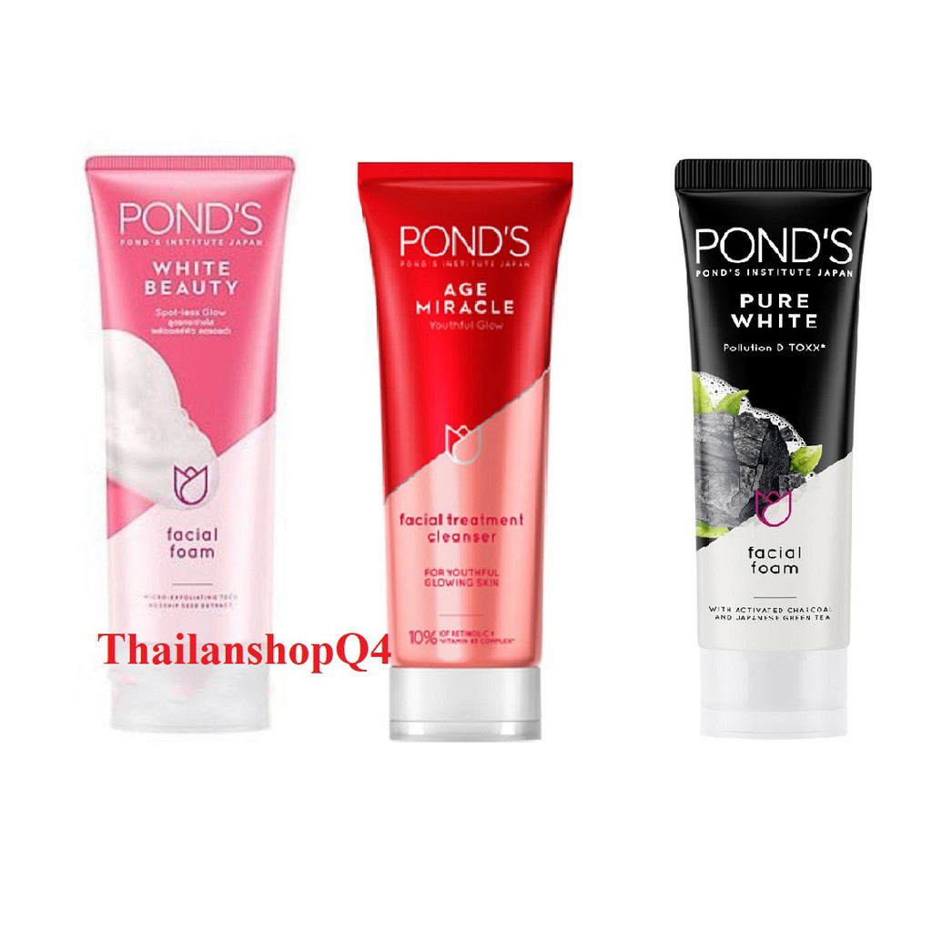 Pond's thái lan sữa rửa mặt ngăn ngừa lão hóa ponds đỏ/ ponds trắng hồng /than carbon sạch sâu thái lan 100g
