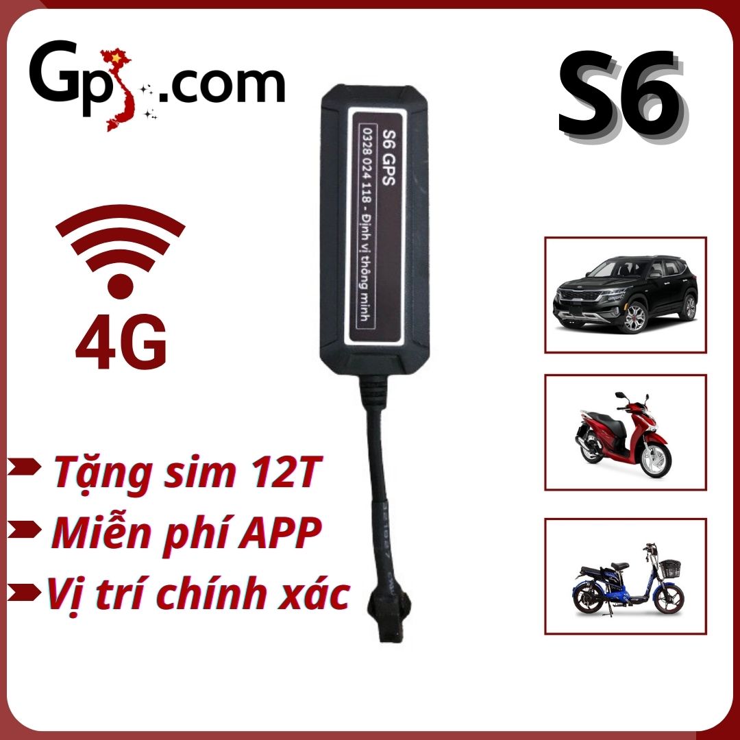 (CHIP ĐỜI MỚI) Định vị xe máy S6 phần mềm vĩnh viễn không tốn phí gia hạn, tặng kèm sim 1 năm sử dụng cho định vị