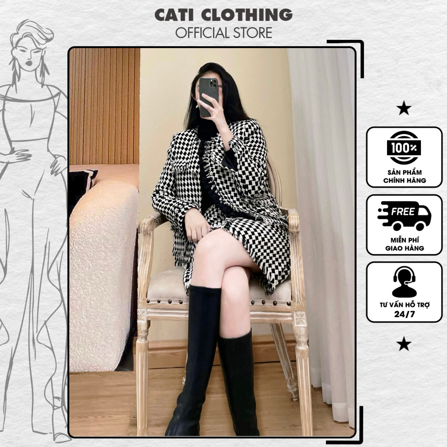 Set dạ tua rua sang chảnh