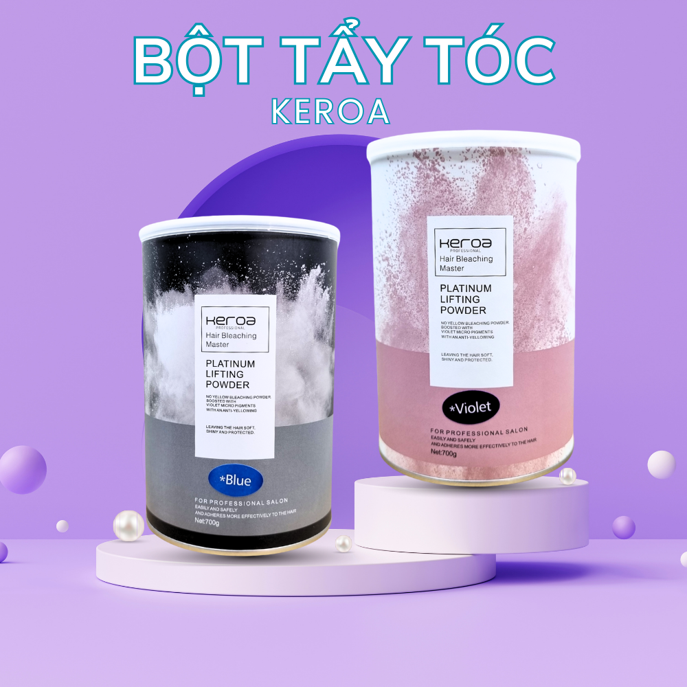 Bột tẩy tóc cao cấp Keroa lên tông 9,10 màu Xanh và Tím , không xót da đầu - 700g