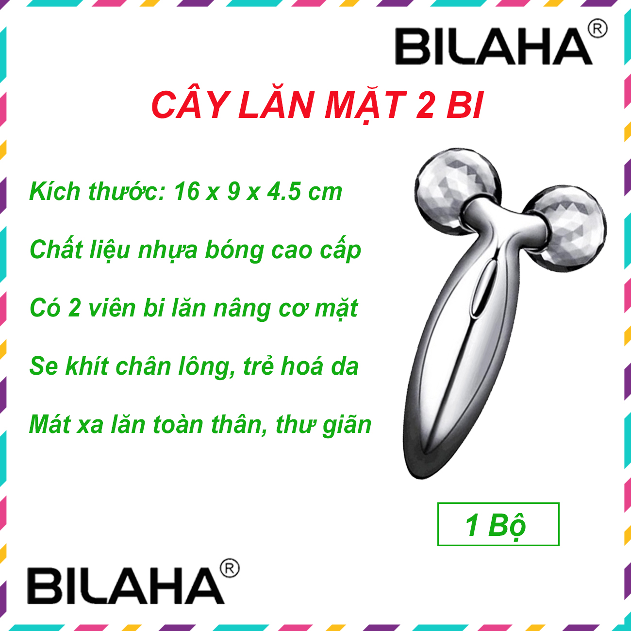 Cây lăn mặt 2 bi mát xa nâng cơ thon gọn cằm vline tự nhiên