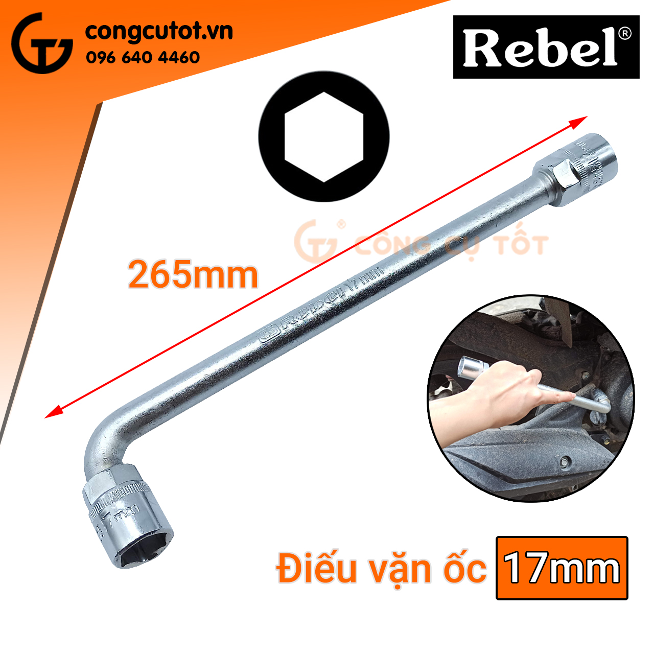 Khóa Ống điếu 2 đầu - cần điếu sửa xe Rebel size tùy chọn