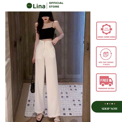 Quần ống rộng cạp cao khóa trước chất đẹp linastore 004