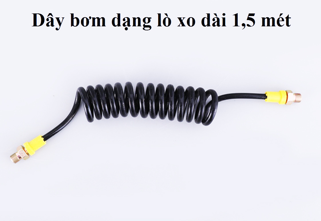 Vòi Bơm xoắn hình lò xo, dây bơm cao áp Độ Dài 1,5 mét (150cm) - Ren Phi 10 - Lắp Vừa Tất Cả Cho Bơm Cao Áp pkb