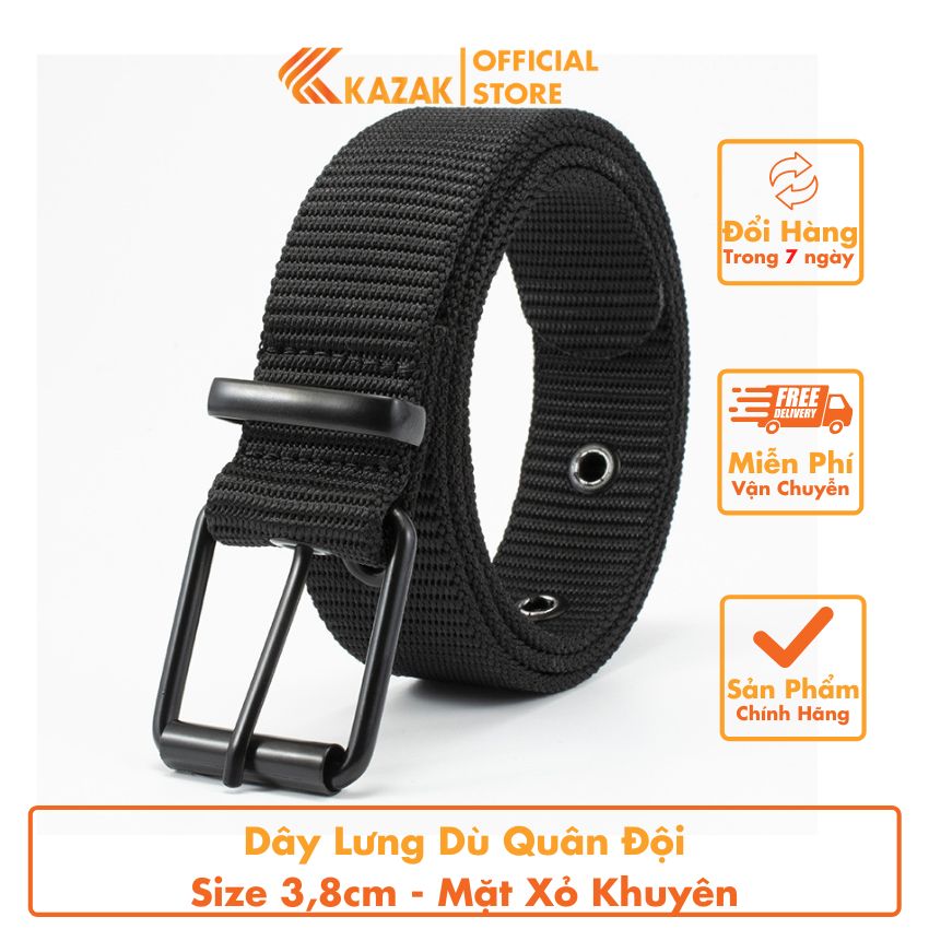 [Kazak] Thắt Lưng Vải Dù Quân Đội Bản Gài Khuyên MD03 bản rộng 3.8x125Cm- Dây Nịt Vải Dù - Dây Lưng Vải Nam An Toàn, Đồ Phượt, Dây Nịt Nam- Thắt Lưng Nam Đầu Khóa Hợp Kim- Chất Liệu Vải Dù Cao Cấp