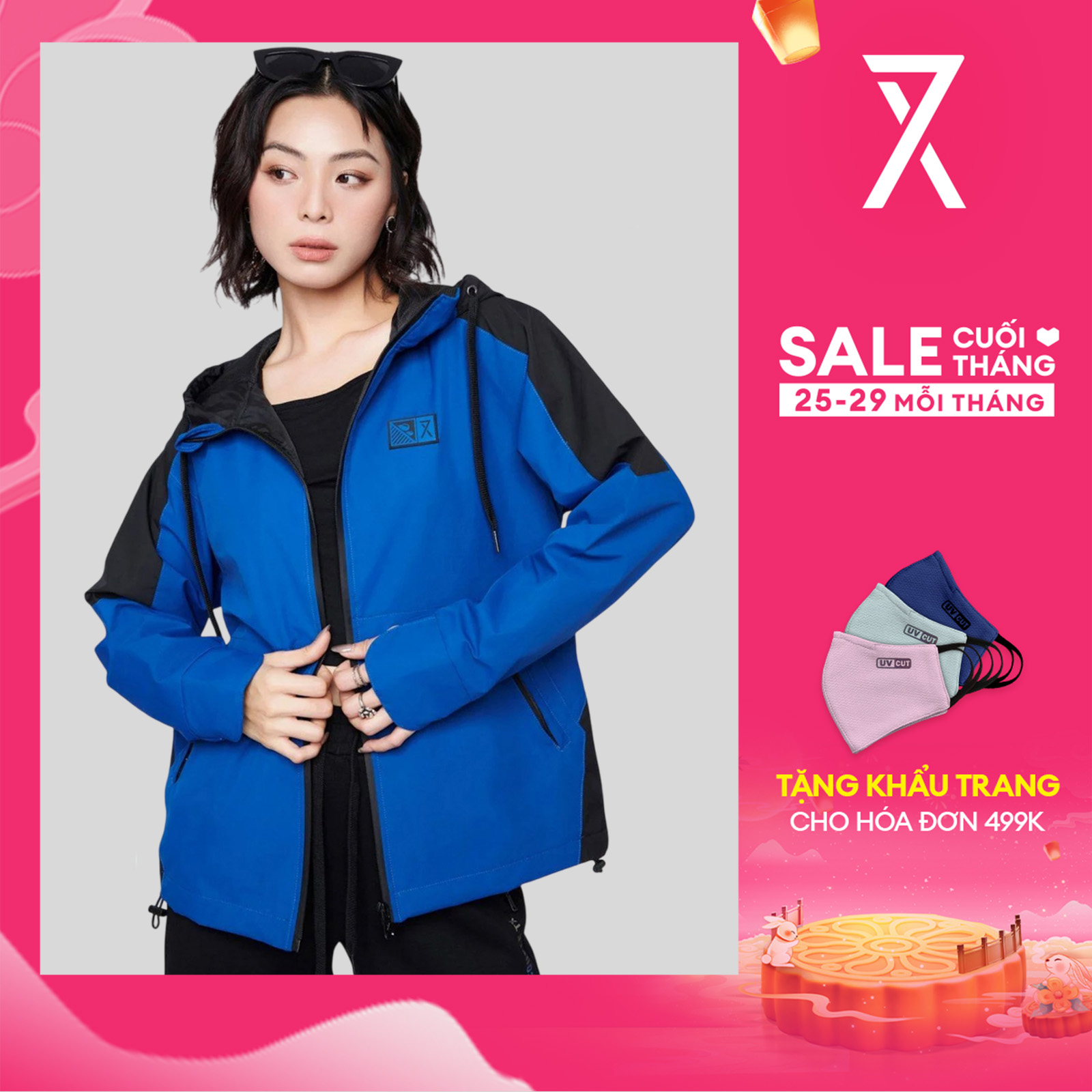 Áo Khoác Dù Trượt Nước Nữ Đẹp COUPLE TX -  Áo Khoác Đi Mưa, Chống Nắng, Có Nón Form Rộng Phối Màu WOP 2048