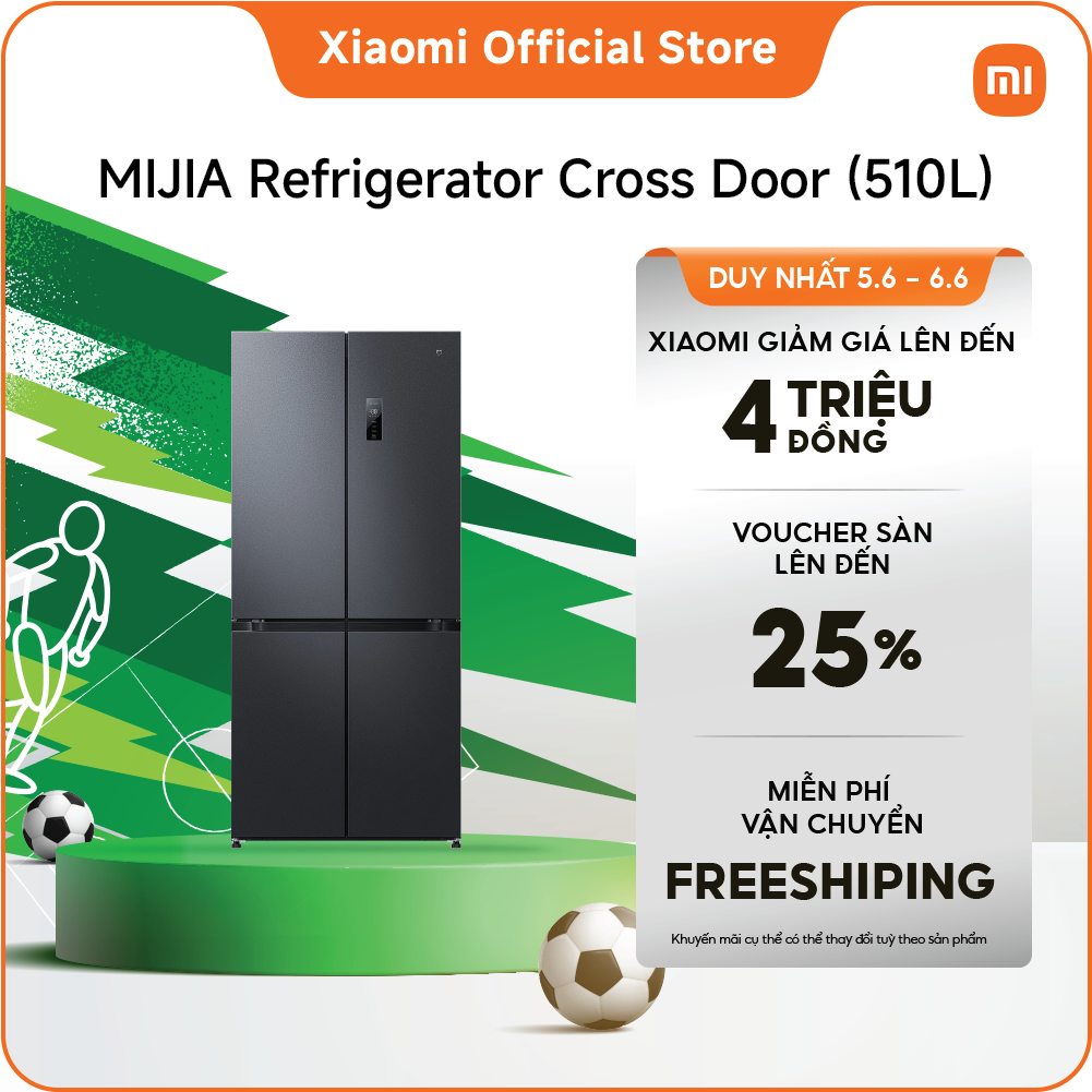 Tủ lạnh Xiaomi Mijia Bảo hành 2 năm | Mijia refrigerator Cross Door 510L | -1°C đến 5°C* vùng nhiệt độ có thể điều chỉnh | Ag+ Fresh công nghệ giúp hạn chế mùi và ức chế vi khuẩn* | Điều khiển thông minh qua ứng dụng Xiaomi Home |