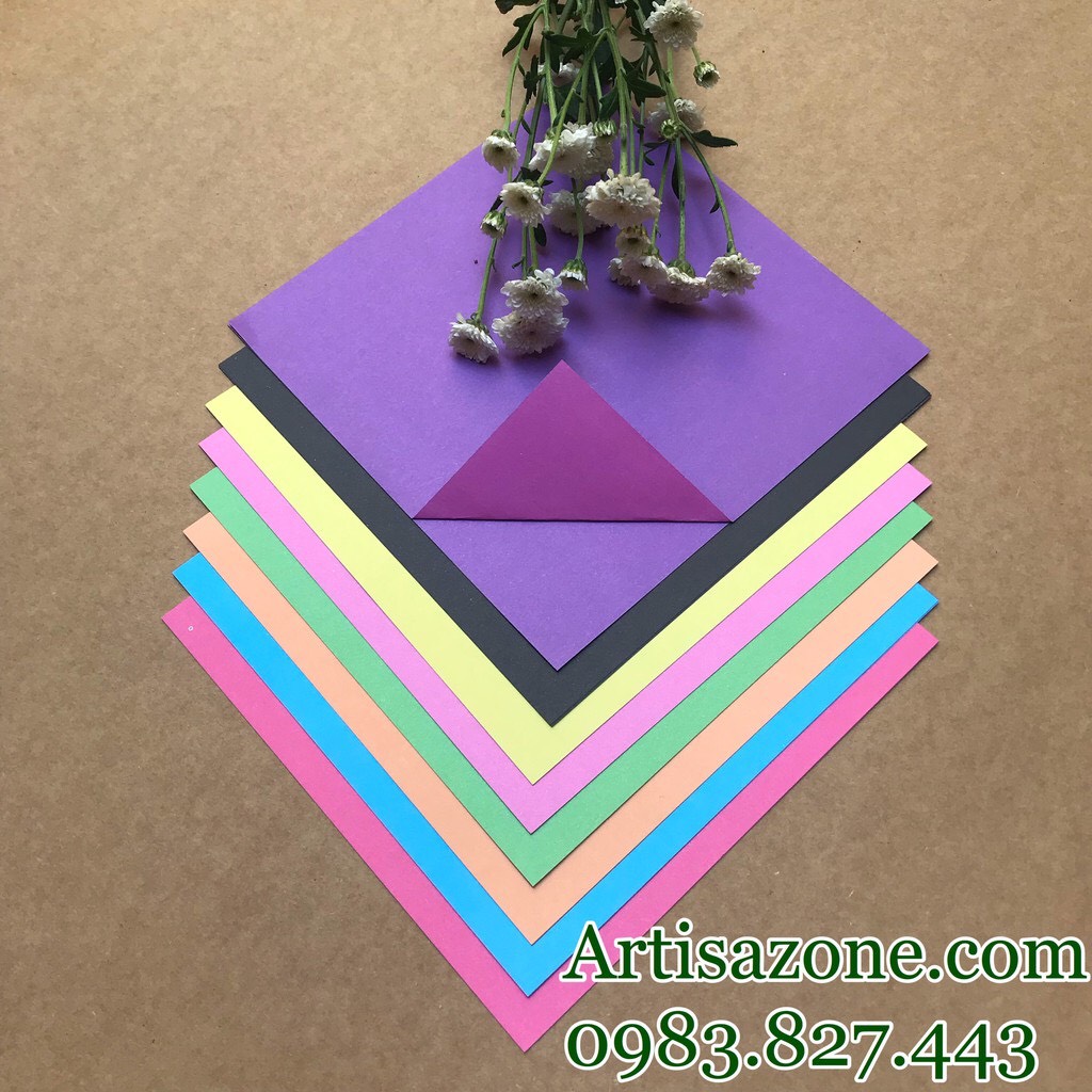 Giấy Origami 2 mặt 2 màu khác nhau - Tập 23 tờ (15cm x 15cm)