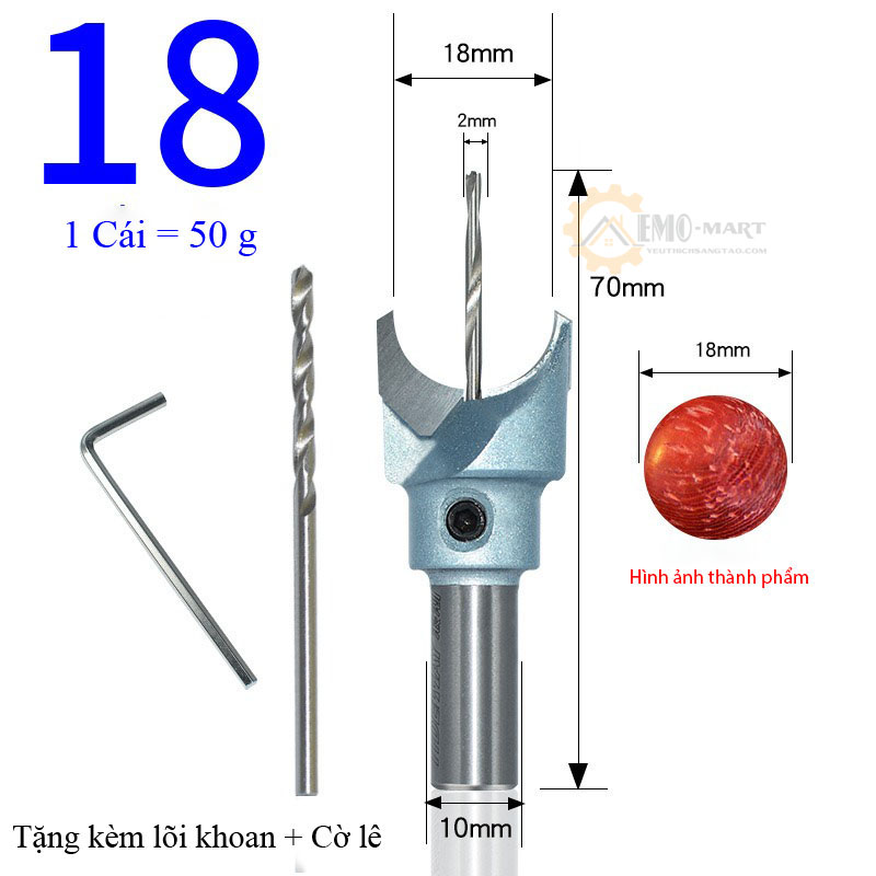 Mũi khoan tạo hạt chuỗi tideway 18mm