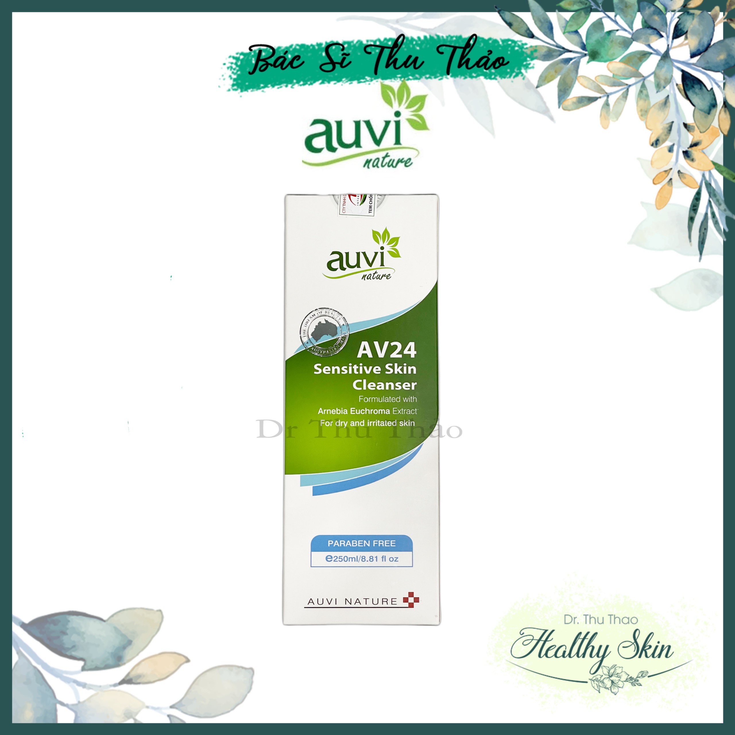 [250mL] AUVI NATURE AV24 SENSITIVE SKIN CLEANSER - GEL TẮM GIÚP LÀM SẠCH VÀ DƯỠNG ẨM CHO DA KHÔ