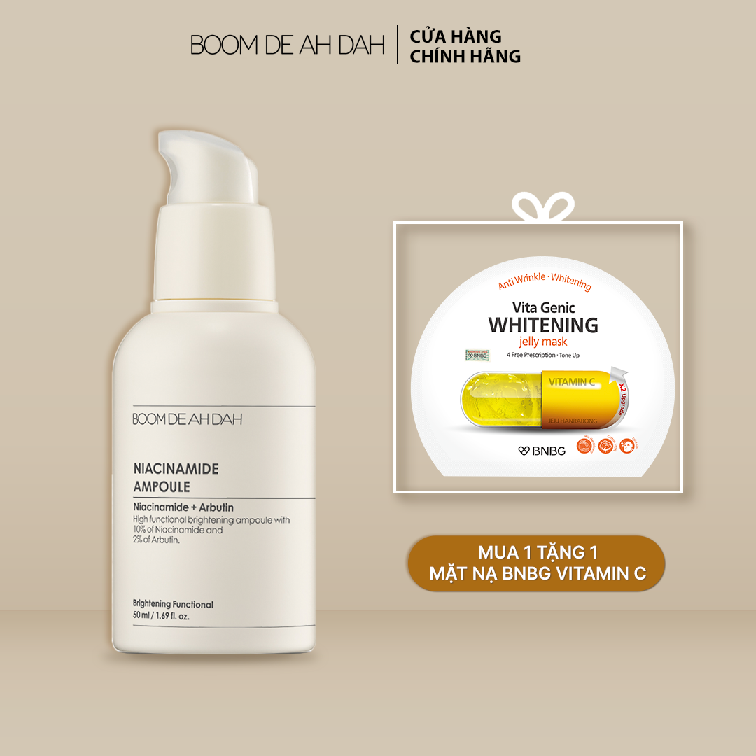 Boom De Ah Dah Serum Tinh Chất Dưỡng Trắng Căng Bóng Da Boomdeadah Niacinamide 10% + Arbutin2% Ampoule 50ml , Huyết Thanh Tinh Chất Trắng Da Dưỡng Ẩm Chuyên Sâu Niacinamide +Arbutin BoomdeahDah Ampoule
