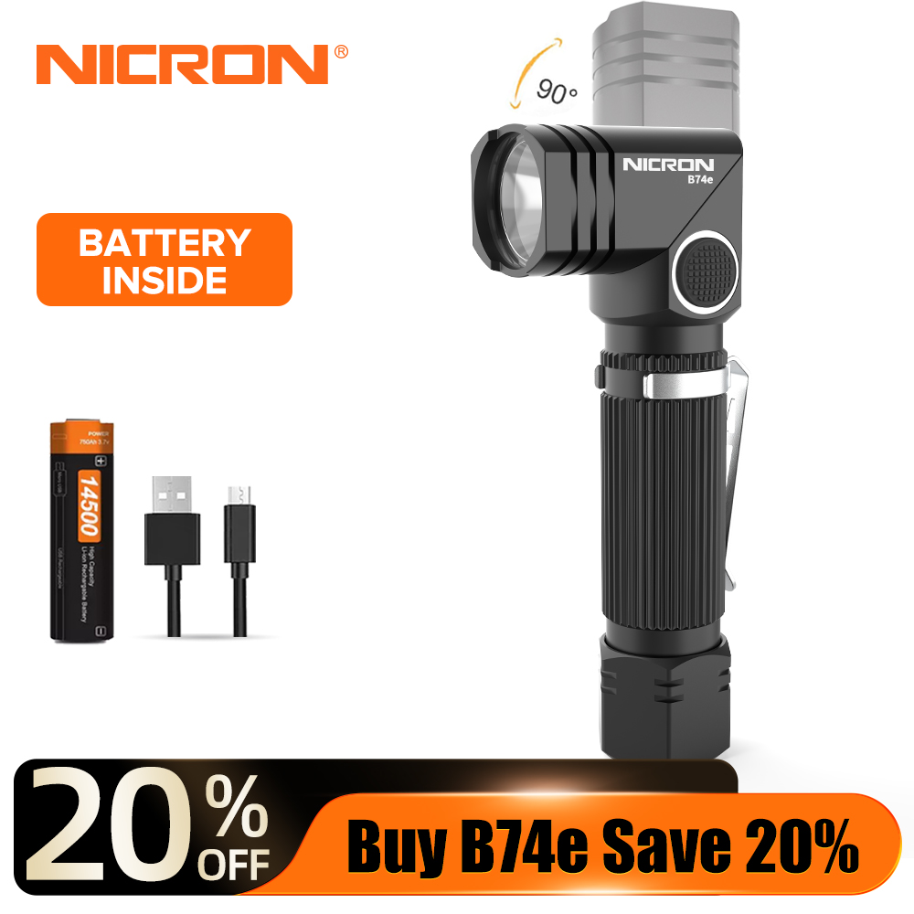 Đèn pin Nicron LED B74e (N7) Cầm hai nhiên liệu 90 thỏi nam châm quay vòng Không nước 600LM Đèn pin Đèn LED nhỏ Ngoài trời N7 (B74e)