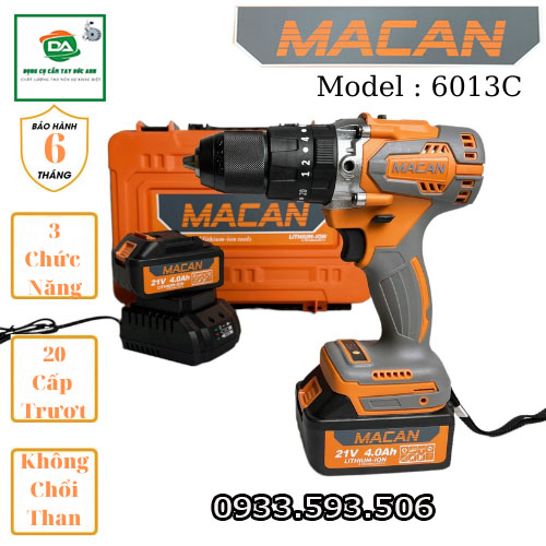 Máy Khoan pin 21V MACAN 6013C không chổi than 3 chức năng