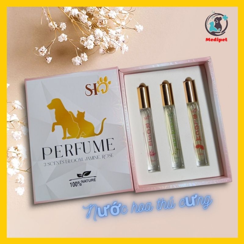 Nước hoa cho thú cưng bộ 3 chai xịt khử mùi cao cấp cho chó mèo PERFUME Jasmine Bloom Rose hương hoa nhài, hoa quýt, hoa hồng - Medipet