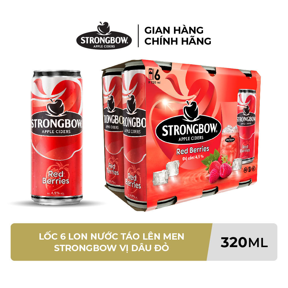 Lot of 6 Cans of Strongbow Fermented Apple Juice Red Strawberry Flavor 320Ml/Can