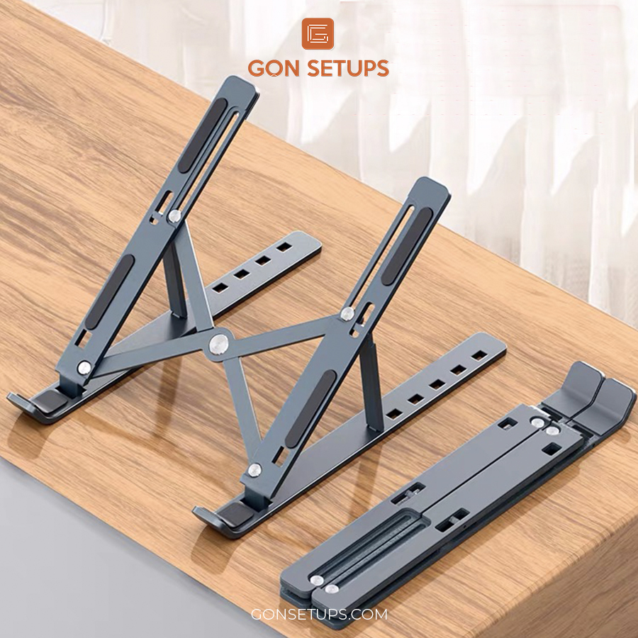 Giá đỡ laptop, giá kê MacBook hợp kim nhôm Gonsetups giúp tản nhiệt tốt và có vải bảo vệ chống trầy