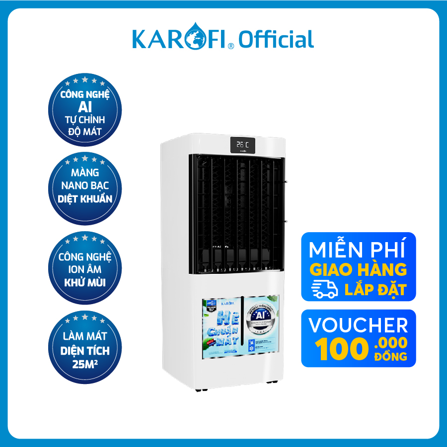 Quạt điều hòa Karofi KAC-H41R màng lọc nano bạc