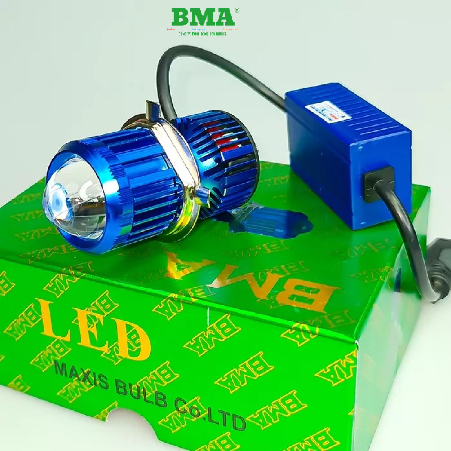 Đèn pha bi cầu v4 - h4 cos vàng pha trắng có quạt tản nhiệt bảo hành 1 năm bma