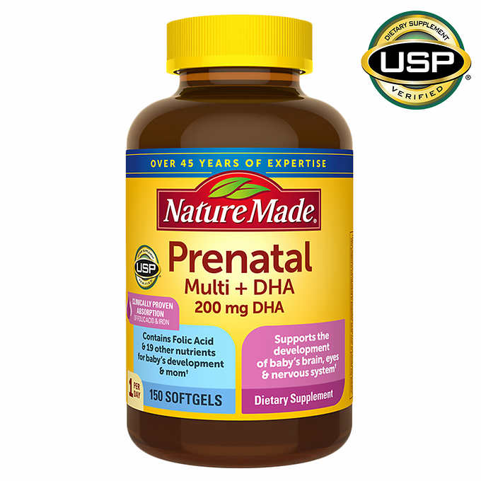 [HCM]Viên uống dành cho bà bầu Nature Made Prenatal Multi + DHA 150v mẫu mới có bill Mỹ