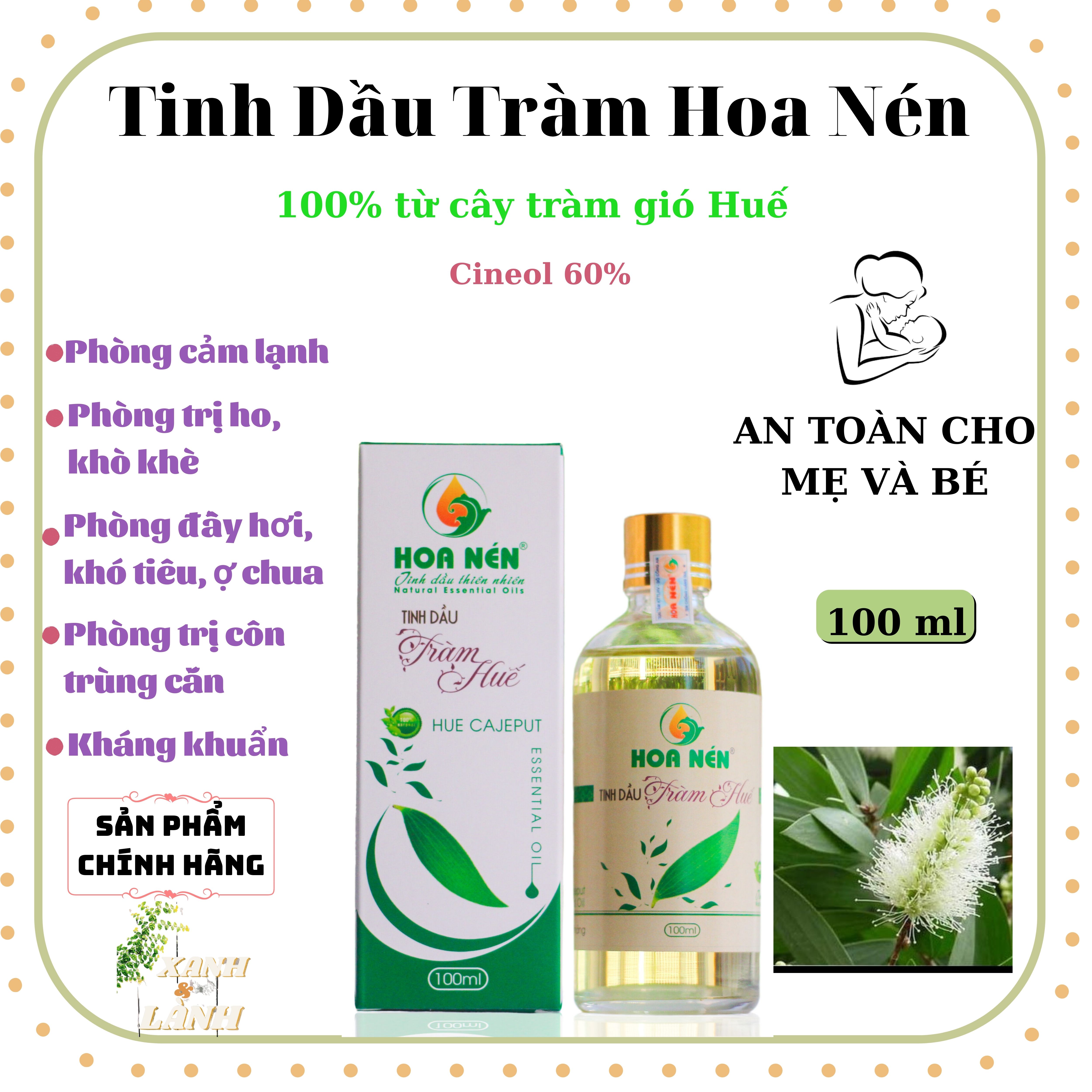 Tinh dầu tràm huế nguyên chất hoa nén 100 ml tinh dầu tràm gió tốt cho trẻ em, phòng bệnh cho mọi người hoa nén nguyên chất