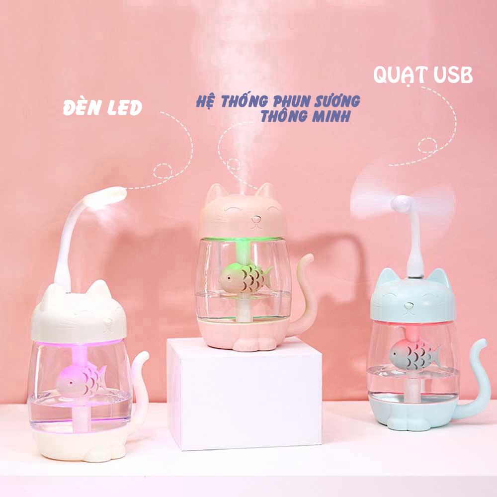 Máy Phun Sương Tạo Độ Ẩm Chăm Sóc Da Cực Xinh Đa Năng - Quạt Phun Sương Tự Động -  Có Thể Làm Đèn Ngủ, Quạt Phun Sương, Máy Tạo Ẩm, Đèn Bàn Trang Trí