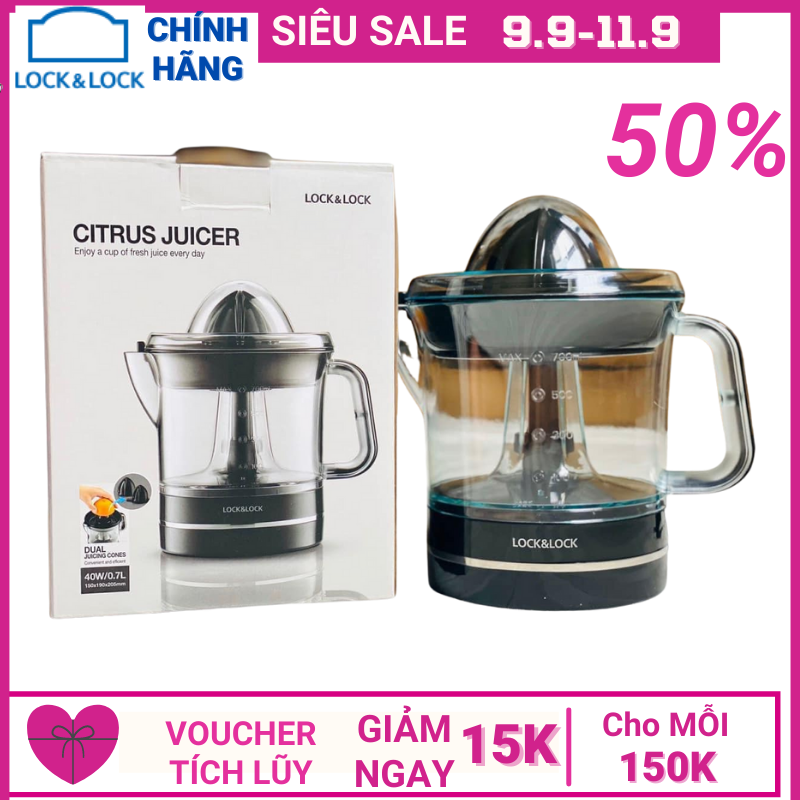 Máy vắt cam Lock&Lock - Dung tích 700ML - Dễ dàng tháo lắp & vệ sinh - Cung cấp Vitamin C cho bạn và gia đình mỗi ngày - Công suất 40W - EJJ236
