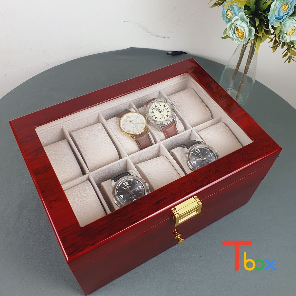 Hộp đựng đồng hồ 20 ngăn bằng gỗ cao cấp