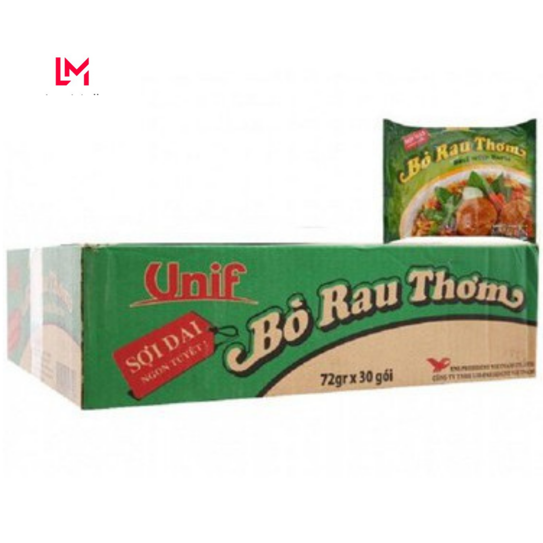 Thùng 30 gói mì unif vị bò rau thơm tieudung.officialstore date mới