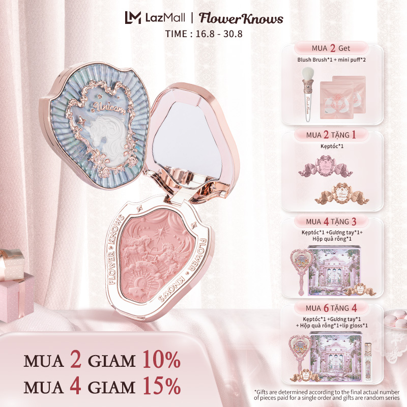 Flower Knows Unicorn Embossed Blush 6 Colors
