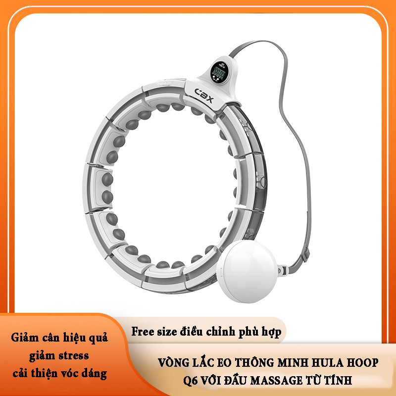Vòng lắc eo thông minh Hula Hoop Q6 với đầu massage từ tính có màn hình led đếm số vòng, điều chỉnh kích cỡ theo cân nặng