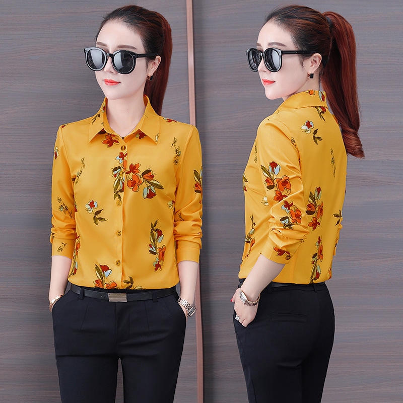 ● COSHOP ● áo kiểu nữ phụ nữ áo blouse thường áo sơ mi hoa thời trang Hàn Quốc áo dài tay