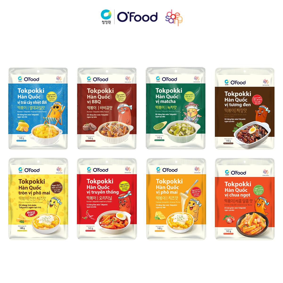 Tokbokki / Tokpokki Hàn Quốc O'Food gói 140g , 8 vị đa dạng