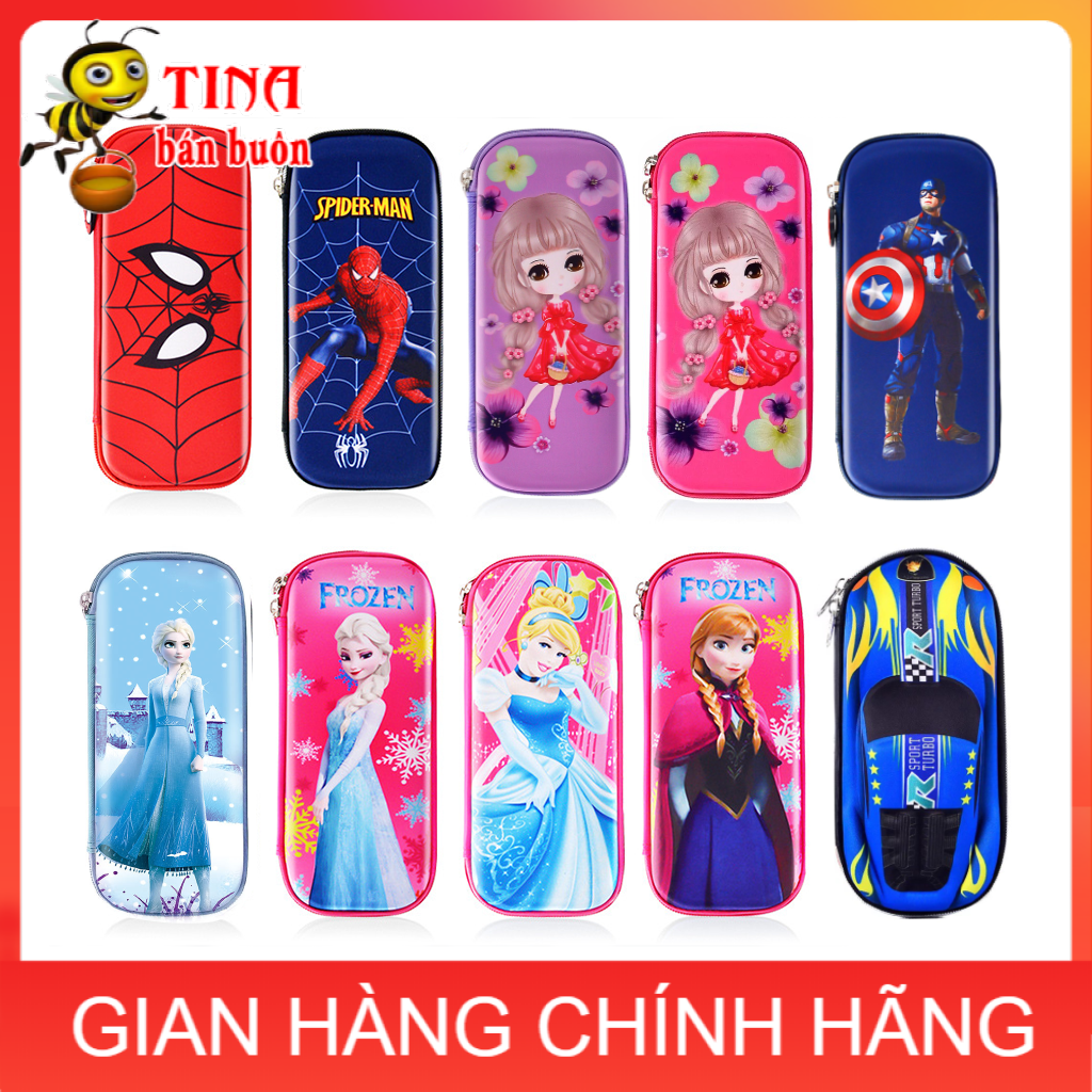 [GIÁ SIÊU SỐC ] Hộp bút in nhân vật hoạt hình công chúa siêu nhân hình xe cho bé trai và bé gái E86