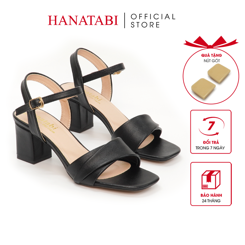 Hanatabi women s 5cm high heels square wide straps sandals non