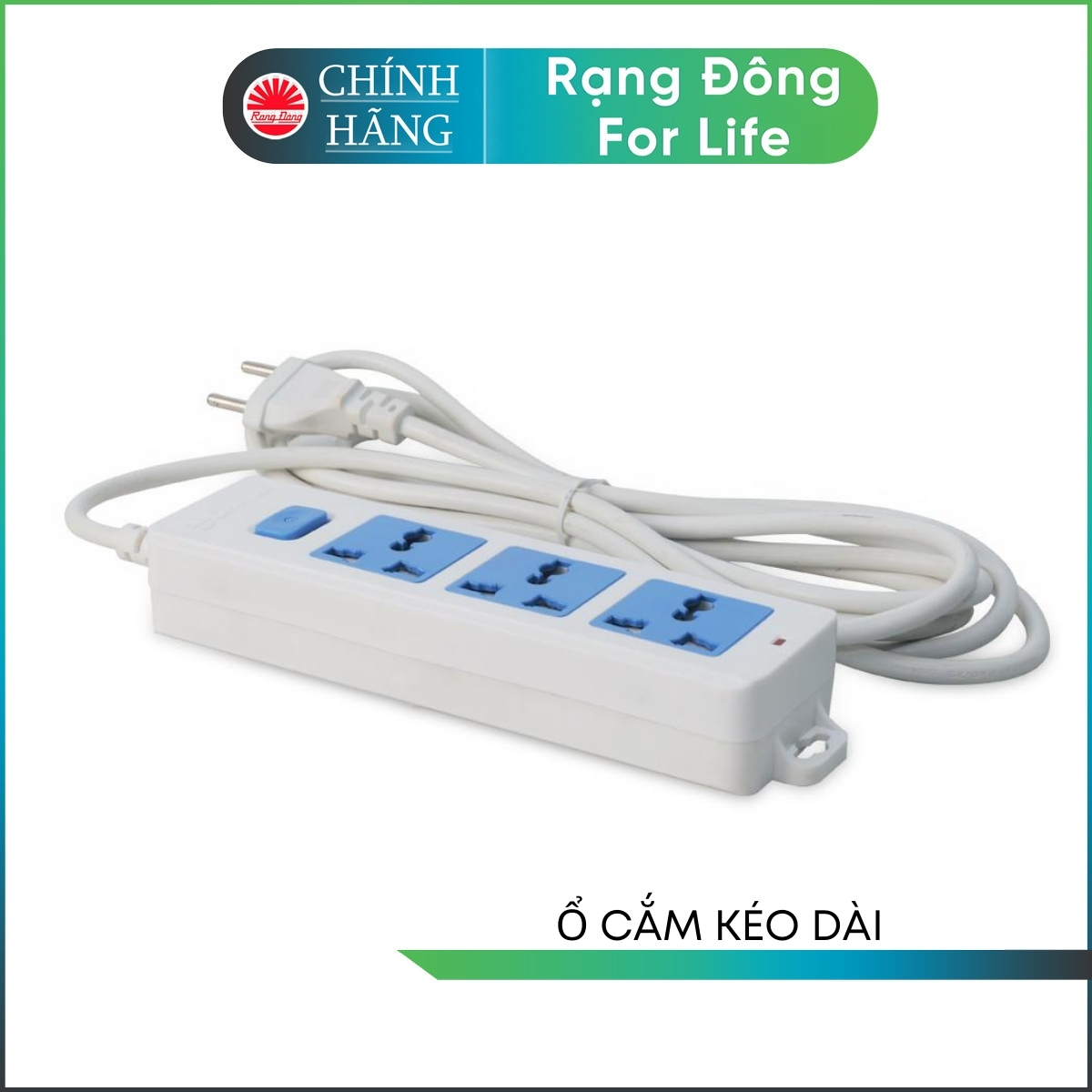 Ổ cắm điện kéo dài Rạng Đông có lẫy bảo vệ chân cắm