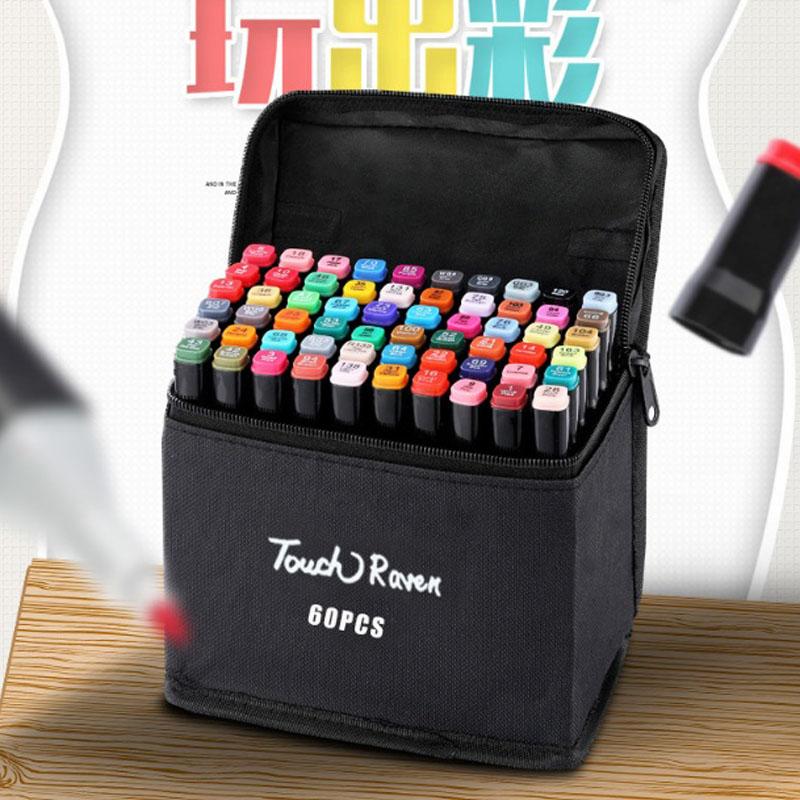 Bộ bút 2 đầu nét đậm và nét nhạt Touch Raven 60 cây bút có 60 màu
