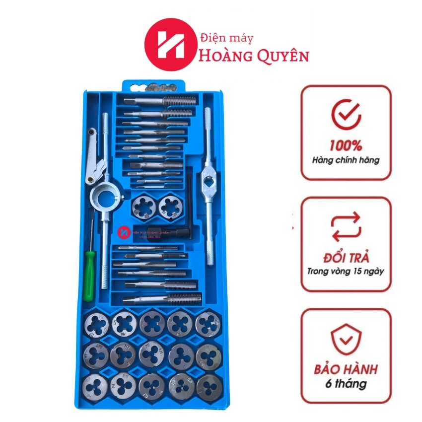 Bộ Taro Ren 40 Chi Tiết, Bộ Taro tạo ren Thép Hợp Kim Sử Dụng Trong Gia Công Kim Loại , Đựng trong hộp nhỏ gọn tiện lợi Điện máy Hoàng Quyên