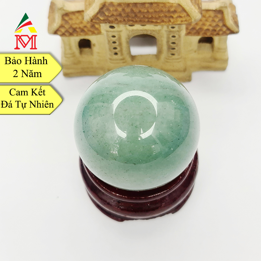 Quả cầu để bàn phong thuỷ đá th.ạch anh xanh nhỏ. hợp mệnh hoả, mệnh mộc