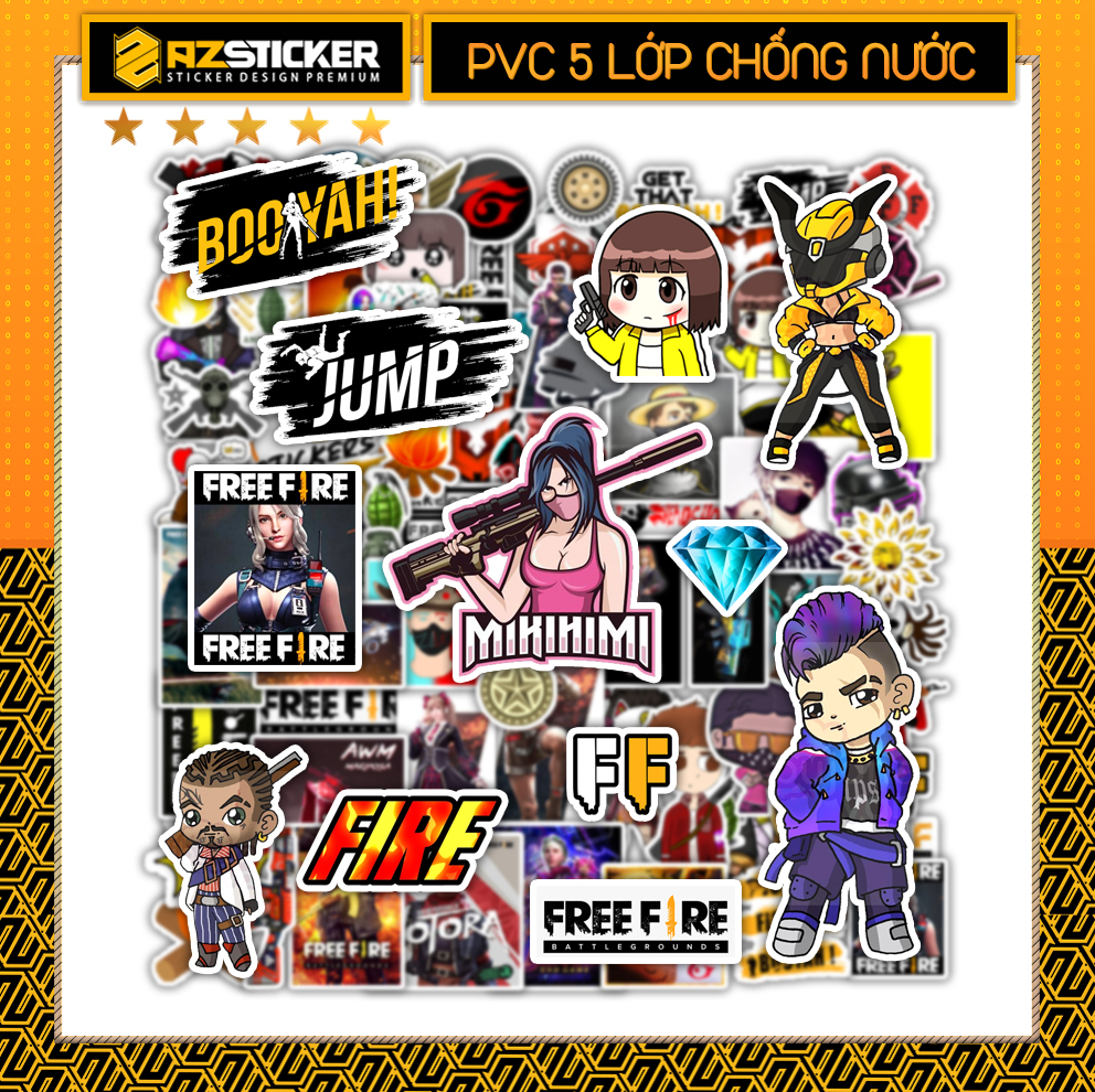 Sticker Free Fire | Dán Nón Bảo Hiêm, Điện Thoại, Laptop, Bình Nước...Chất Liệu PVC Chống Nước, Chống Bay Màu