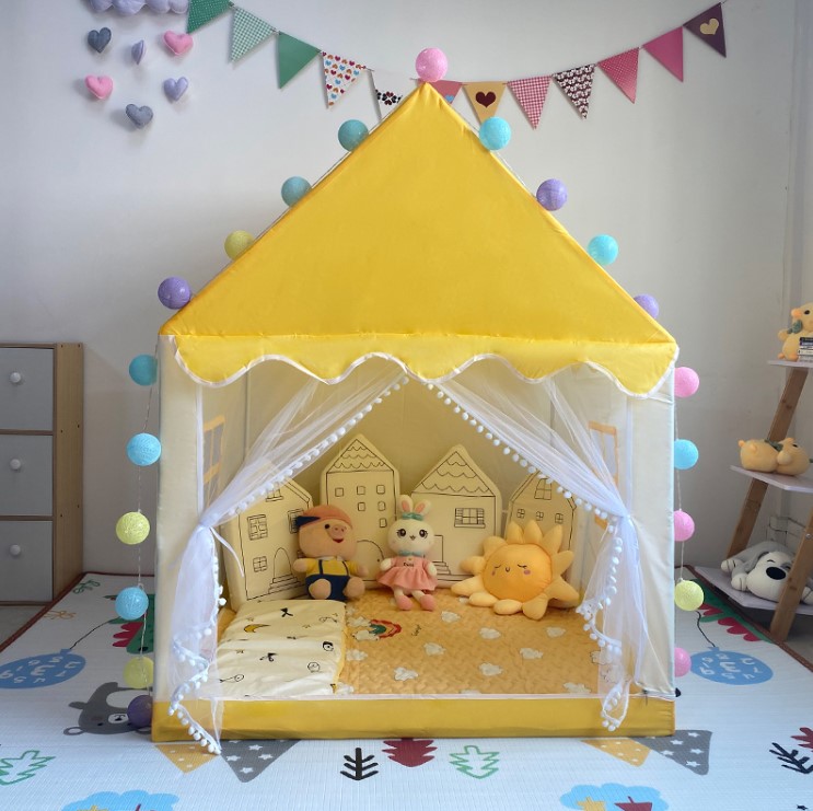 [Tặn kèm đèn nháy] Lều Công Chúa Cho Bé  🏰 Phong Cách Hàn Quốc ⭐ Chất vải siêu bền ⭐ Khung INOX hoặc nhựa siêu chắc chắn