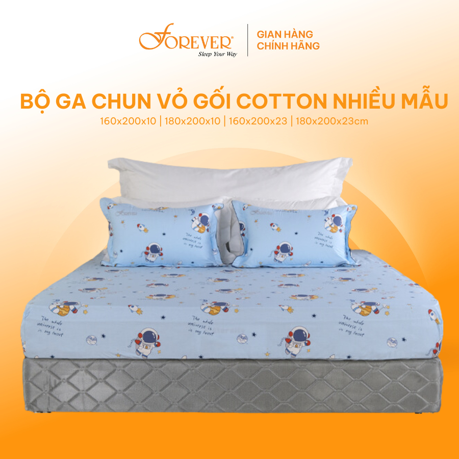 Set ga chun 2 vỏ gối nằm Common chất liệu Cotton