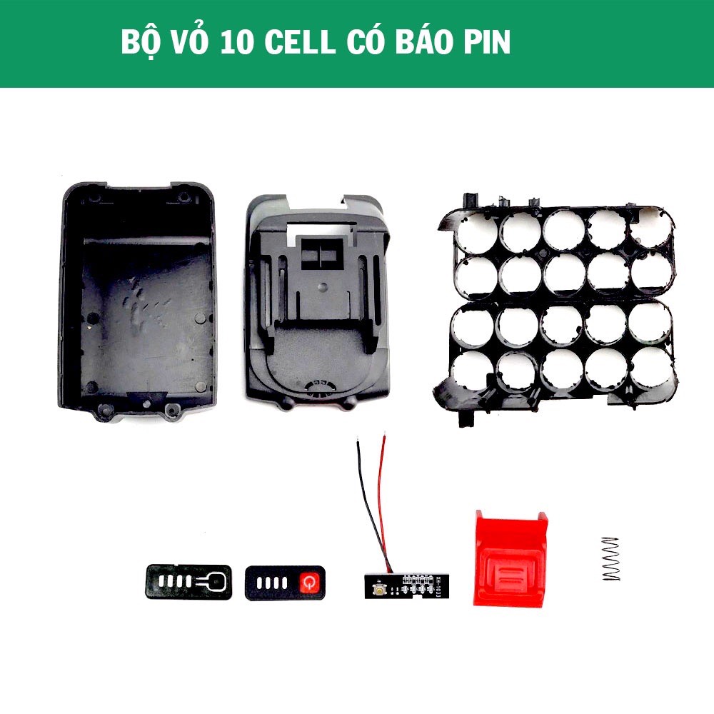 Vỏ pin Makita 18V 21V 5S - 2P adaptor 2 hàng có đèn báo