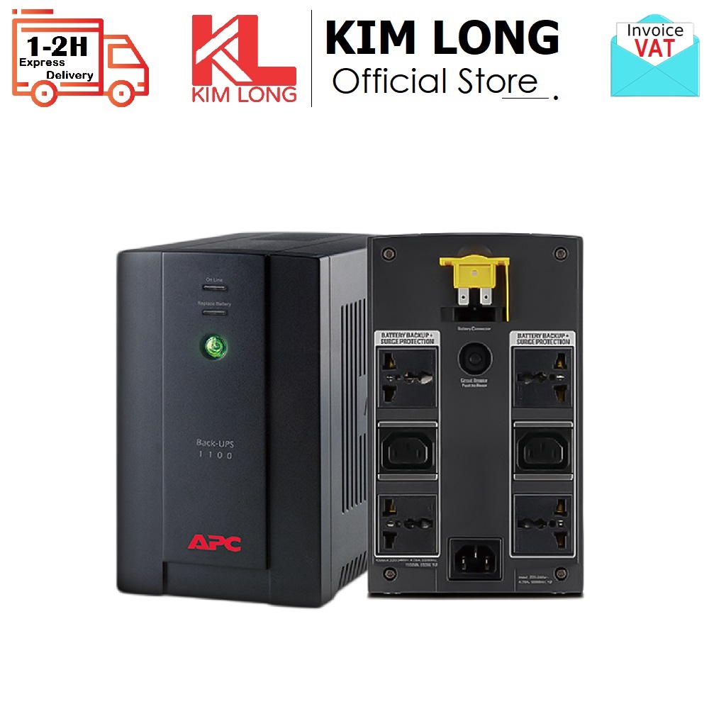 Bộ lưu điện ups apc bx1100li-ms back công suất 550w - 1100va, 230v, avr, universal and iec sockets - bảo vệ quá tải, ngắn mạch, quá nhiệt - công nghệ chuyển mạch line interactive