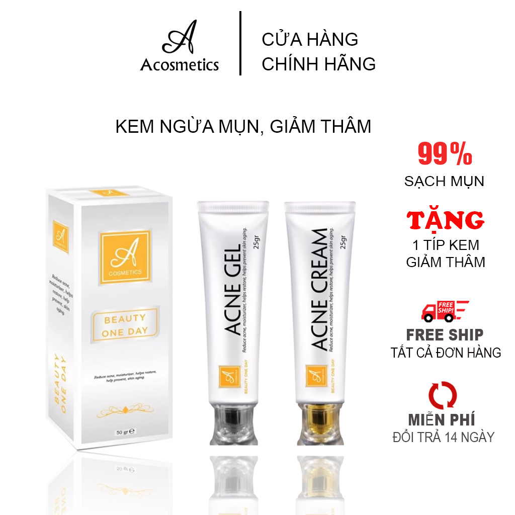Kem Ngừa Mụn Thâm Gồm serum chấm mụn và Kem dưỡng ngừa thâm loại bỏ mụn Bọc Cám Đầu Đen Thâm Nám